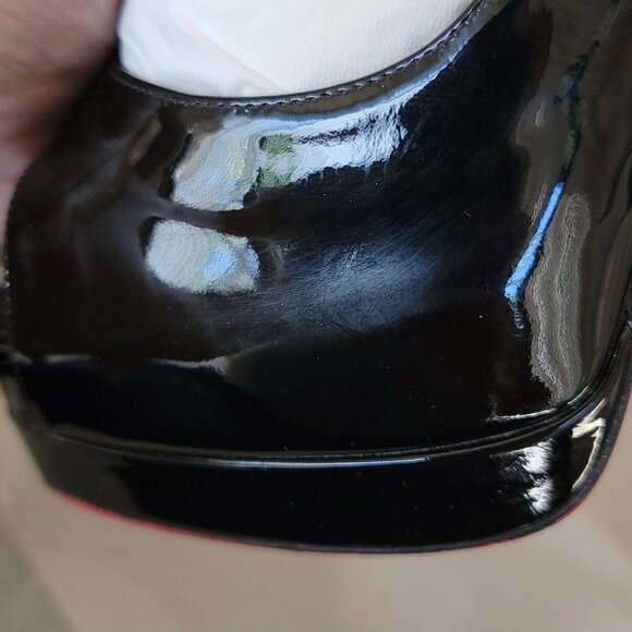 Christian Louboutin 150 Lady Peep Black Patent Leather Shoe Eur.35 - Picture 15 of 16